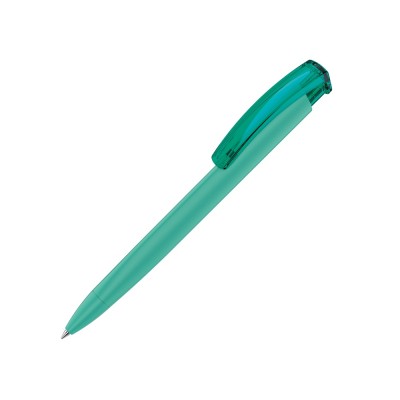 Купить Ручка шариковая трехгранная UMA TRINITY K transparent GUM, soft-touch, морская волна с нанесением логотипа