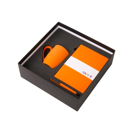 Купить Подарочный набор c блокнотом C3, ручкой и кружкой, оранжевый с нанесением логотипа