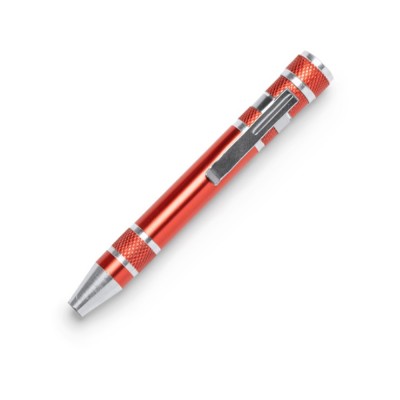 Купить Алюминиевый мультитул BRICO в форме ручки, красный с нанесением логотипа