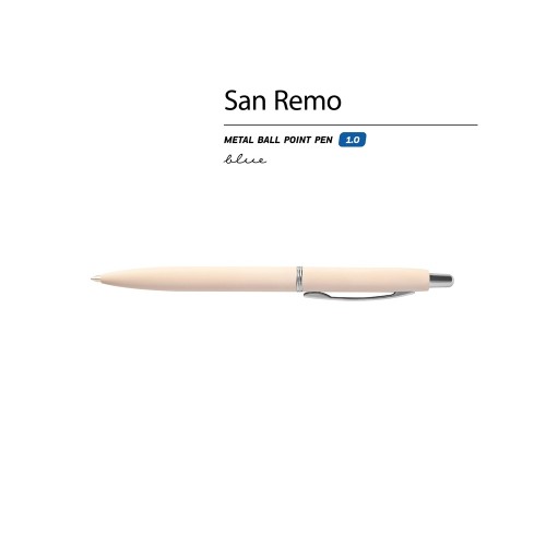 Купить Ручка металлическая шариковая San Remo, софт-тач, 1.0 мм, пудровый с нанесением логотипа