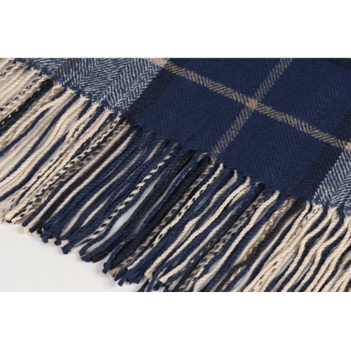 Купить Плед акриловый в клетку Tartan, синий с нанесением логотипа