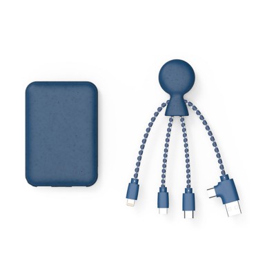 Купить Портативное зарядное устройство BioPack c кабелем Mr. Bio, 5000 mAh, синий с нанесением