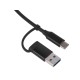Купить USB-хаб Link с коннектором 2-в-1 USB-C и USB-A, 2.0/3.0, черный с нанесением логотипа