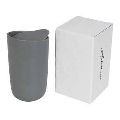 Купить Керамический стакан Mysa с двойными стенками объемом 400 мл, серый с нанесением