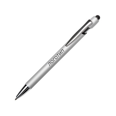 Купить Ручка-стилус металлическая шариковая Sway  Monochrome с цветным зеркальным слоем, серебристый с черным с нанесением логотипа