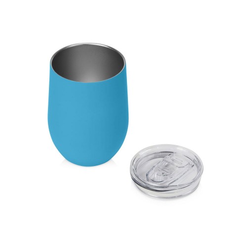 Купить Термокружка Sense Gum, soft-touch, непротекаемая крышка, 370мл, крафтовая упаковка, голубой с нанесением логотипа
