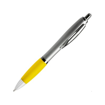 Купить Ручка пластиковая шариковая CONWI, серебристый/желтый с нанесением логотипа