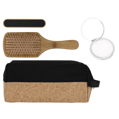 Купить Подарочный набор с пилкой, бальзамом и расческой, черный с нанесением логотипа