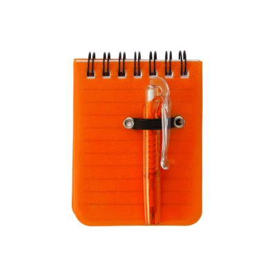 Купить Мини-блокнот ARCO с шариковой ручкой, оранжевый с нанесением логотипа
