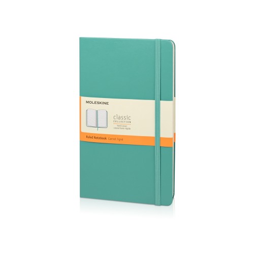 Купить Записная книжка Moleskine Classic (в линейку) в твердой обложке, Large (13х21см), морская волна с нанесением логотипа