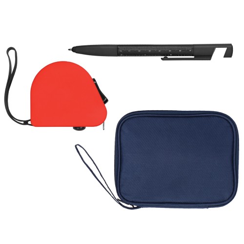 Купить Подарочный набор с ручкой и рулеткой, красный с нанесением логотипа