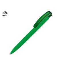 Ручка пластиковая шариковая трехгранная Trinity K transparent Gum soft-touch с чипом передачи инфо, темно-зеленый