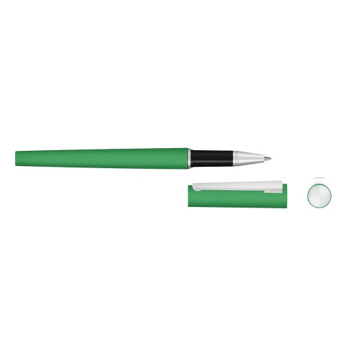Купить Ручка металлическая роллер Brush R GUM soft-touch с зеркальной гравировкой, зеленый с нанесением логотипа