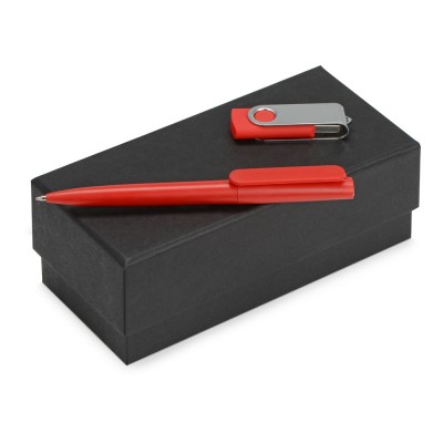 Купить Подарочный набор Qumbo с ручкой и флешкой, красный с нанесением