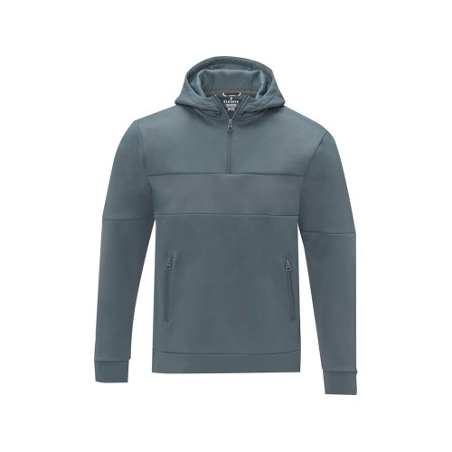 Купить Мужской свитер анорак Sayan на молнии на половину длины с капюшоном, steel grey с нанесением логотипа
