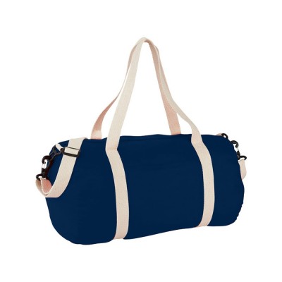 Купить Хлопковая сумка Barrel Duffel, темно-синий/бежевый с нанесением