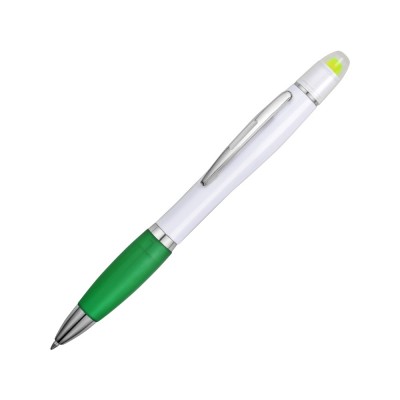 Купить Ручка шариковая с восковым маркером белая/зеленая с нанесением