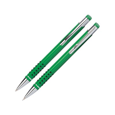 Купить Набор Онтарио: ручка шариковая, карандаш механический, зеленый/серебристый с нанесением