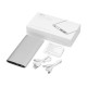 Купить Портативное зарядное устройство Джет с 2-мя USB-портами, 8000 mAh, серебристый с нанесением логотипа