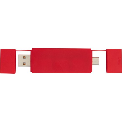 Купить Mulan Двойной USB 2.0-хаб, красный с нанесением логотипа
