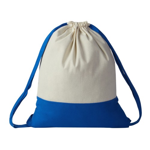 Купить Рюкзак-мешок Cotton из хлопка 170 г, натуральный/синий с нанесением логотипа