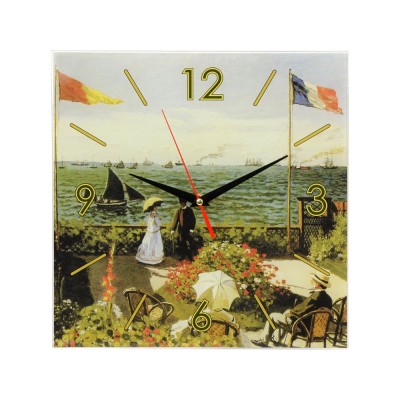 Купить Часы настенные Моне. Сад в Сент-Андрес, зеленый с нанесением логотипа