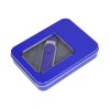 Купить Металлическая коробочка G04 синего цвета с прозрачным окошком с нанесением логотипа