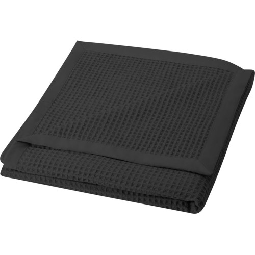 Купить Вафельное одеяло Abele 150 x 140 см из хлопка, сплошной черный с нанесением логотипа