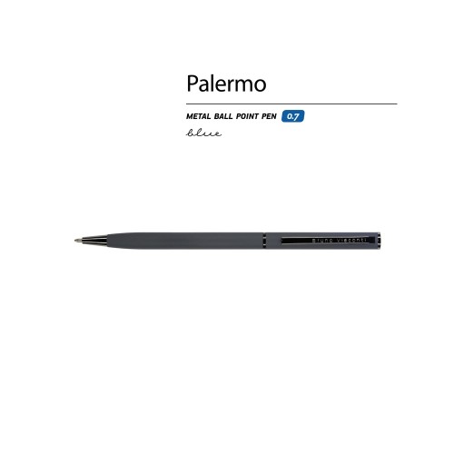 Купить Ручка металлическая шариковая Palermo, софт-тач, 0,7 мм,  графитовый с нанесением логотипа