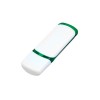 Купить Флешка промо прямоугольной классической формы с цветными вставками, 16 Гб, белый/зеленый с нанесением логотипа