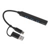 Купить USB-хаб Link с коннектором 2-в-1 USB-C и USB-A, 2.0/3.0, черный с нанесением логотипа