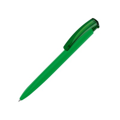 Купить Ручка шариковая трехгранная UMA TRINITY K transparent GUM, soft-touch, зеленый с нанесением