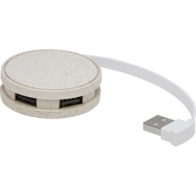 Купить USB-концентратор Kenzu из пшеничной соломы, натуральный с нанесением логотипа