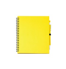 Блокнот LEYNAX с ручкой из переработанного картона, желтый