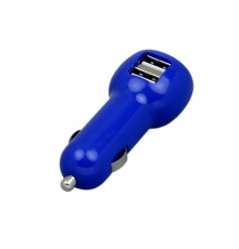 Автомобильная зарядка CC-01, 2 USB порта, синий цвет.