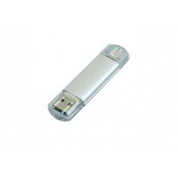USB-флешка на 16 Гб.c дополнительным разъемом Micro USB, серебро