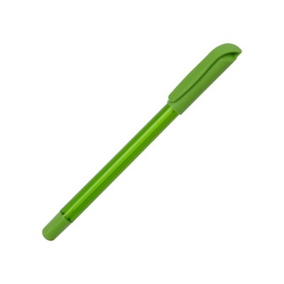 Купить Ручка шариковая пластиковая Delta из переработанных контейнеров, зеленая с нанесением логотипа