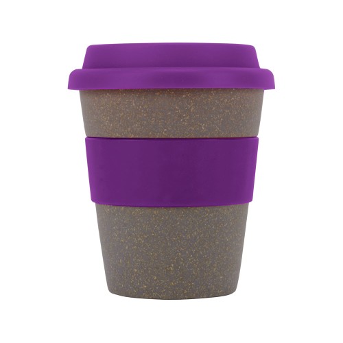 Купить Стакан с силиконовой крышкой Cafe, фиолетовый с нанесением логотипа