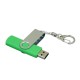 Купить Флешка с  поворотным механизмом, c дополнительным разъемом Micro USB, 64 Гб, зеленый с нанесением логотипа