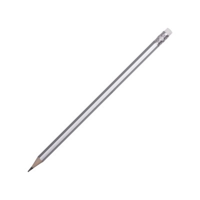 Купить Шестигранный карандаш с ластиком Presto, серебряный с нанесением логотипа
