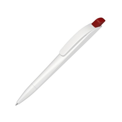 Купить Ручка шариковая пластиковая Stream, белый/красный с нанесением логотипа