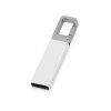Купить Флеш-карта USB 2.0 16 Gb с карабином Hook, белый/серебристый с нанесением логотипа