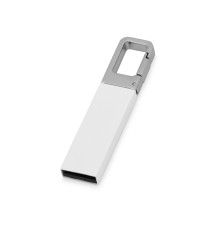 Флеш-карта USB 2.0 16 Gb с карабином Hook, белый/серебристый