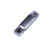 Купить USB-флешка на 64 ГБ c двумя дополнительными разъемами MicroUSB и TypeC, серебро с нанесением логотипа