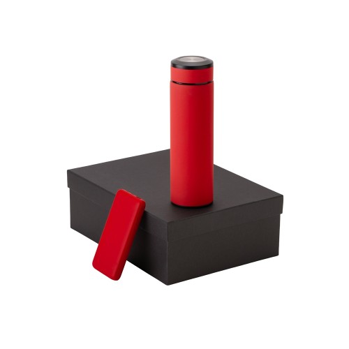 Купить Подарочный набор с термосом и повербанком С2, красный с нанесением логотипа