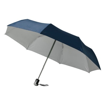 Купить Зонт Alex трехсекционный автоматический 21,5, темно-синий/серебристый с нанесением логотипа