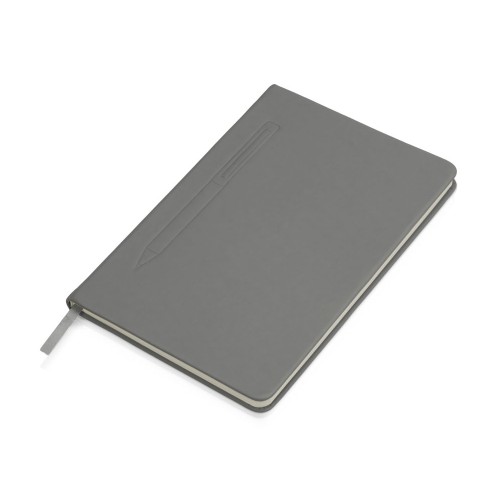 Купить Блокнот А5 Magnet 14,3*21 с магнитным держателем для ручки, серый с нанесением логотипа