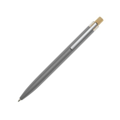 Купить Nooshin шариковая ручка из переработанного алюминия, синие чернила - Серый с нанесением логотипа