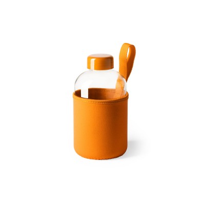 Купить Бутылка стеклянная KASTER в неопреновом чехле, 600 мл, апельсин с нанесением логотипа