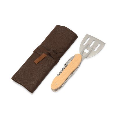 Купить BBQ мультитул Blade 5в1 с деревянными ручками, в чехле с нанесением
